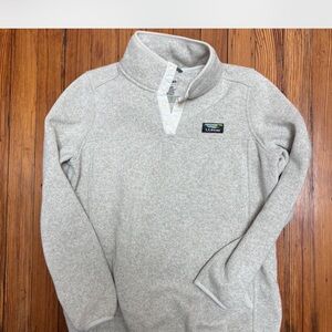 L.L.Bean Heather Gray Snap-Quarter Fleece Pullover